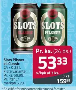 Fleggaard Slots Pilsner el. Classic tilbud