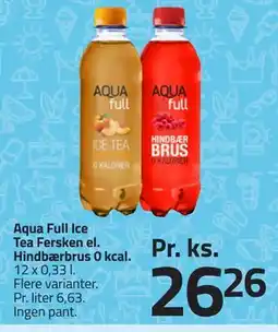 Fleggaard Aqua Full Ice Tea Fersken el. Hindbærbrus 0 kcal tilbud