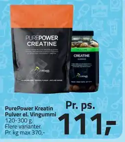 Fleggaard PurePower Kreatin Pulver el. Vingummi tilbud