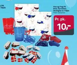 Fleggaard Hue og Flag På Pind, Servietter, Shotsglas el. Fløjte tilbud