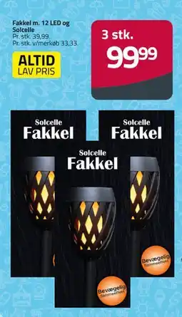 Fleggaard Fakkel m. 12 LED og Solcelle tilbud