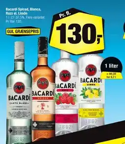 Calle Bacardi Spiced, Blanca, Razz el. Limón tilbud