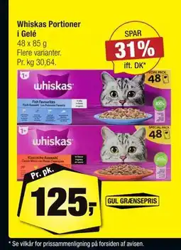 Calle Whiskas Portioner i Gelé tilbud
