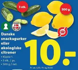 Lidl Danske snackagurker eller økologiske citroner tilbud