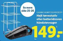 Lidl LIVARNO HOME/SILVERCREST Højt tørrestativ eller batteridreven håndstøvsuger tilbud