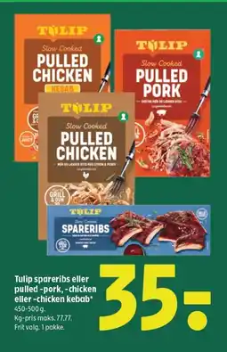 Coop 365 TULIP spareribs eller pulled -pork, -chicken eller-chicken kebab tilbud
