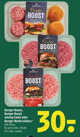 Coop 365 DANISH CROWN Burger Boost, Burger Boost smoky twist eller Burger Boost sliders tilbud