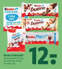Coop 365 KINDER Chokolade tilbud