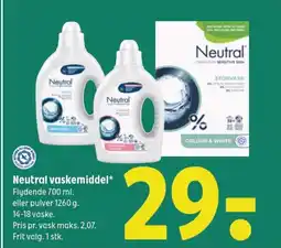 Coop 365 NEUTRAL vaskemiddel tilbud