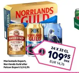 Scandlines Travel Shop Mariestads Export, Norrlands Guld eller Falcon Export 5,2-5,3% tilbud