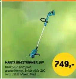 XL-BYG MAKITA GRÆSTRIMMER 18V DUR193Z Kompakt tilbud