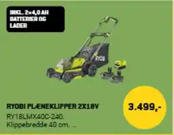 XL-BYG RYOBI PLÆNEKLIPPER 2X18V tilbud