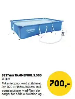 XL-BYG BESTWAY RAMMEPOOL 3.300 LITER tilbud