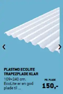 XL-BYG PLASTMO ECOLITE TRAPEZPLADE KLAR tilbud