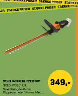 XL-BYG WORX HÆKKEKLIPPER 20V tilbud