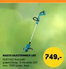 XL-BYG MAKITA GRÆSTRIMMER 18V DUR193Z Kompakt tilbud