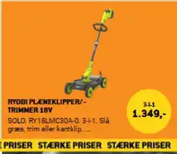 XL-BYG RYOBI PLÆNEKLIPPER/- TRIMMER 18V tilbud