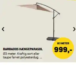 XL-BYG BARBADOS HÆNGEPARASOL 03 meter. Kraftig sort eller taupe farvet polyesterdug.... tilbud