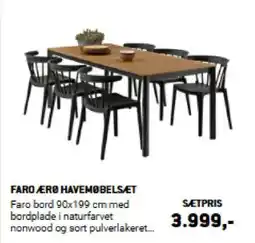 XL-BYG FARO ÆRØ FARO ÆRØ HAVEMØBELSÆT Faro bord 90x199 cm med bordplade i naturfarvet nonwood og sort pulverlakeret... tilbud