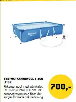 XL-BYG BESTWAY RAMMEPOOL 3.300 LITER tilbud