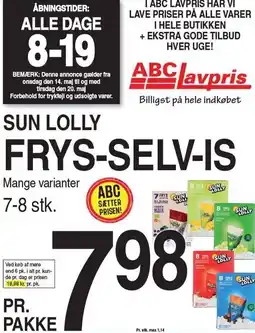ABC Lavpris SUN LOLLY FRYS SELV-IS tilbud