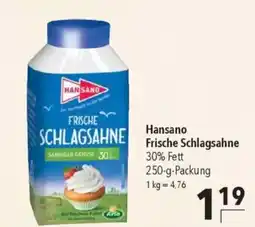 Citti HANSANO Frische schlagsahne tilbud