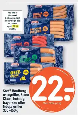 REMA 1000 STEF HOULBERG ostegriller, Store Klaus, hotdog, bayerske eller Nduja griller tilbud