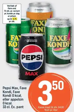 REMA 1000 PEPSI Max, Faxe Kondi, Faxe Kondi 0 kcal. tilbud