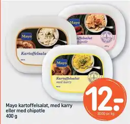 REMA 1000 MAYO kartoffelsalat, med karry eller med chipotle tilbud