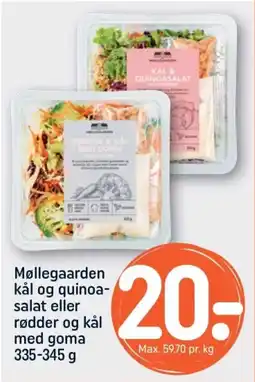 REMA 1000 MØLLEGAARDEN kål og quinoa- salat eller rødder og kål med goma tilbud