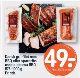 REMA 1000 REMA Dansk grillfilet med BBQ eller spareribs med alabama BBQ tilbud