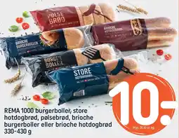 REMA 1000 REMA 1000 burgerboller, store hotdogbrød, pølsebrød, brioche burgerboller eller brioche hotdogbrød tilbud