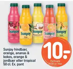 REMA 1000 SUNJOY hindbær, orange, ananas & kokos, orange & jordbær eller tropical tilbud