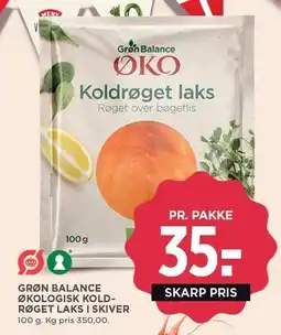 MENY GRØN BALANCE ØKOLIGISK KOLDRØGET LAKS I SKIVER tilbud