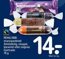 REMA 1000 REMA 1000 marcipanbrød Almindelig, nougat, karamel eller cognac Fairtrade tilbud