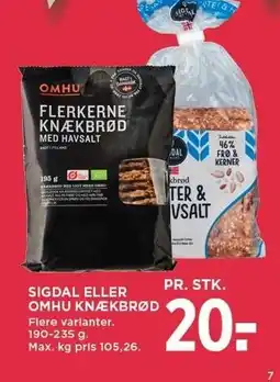 MENY SIGDAL ELLER OMHU KNÆKBRØD tilbud