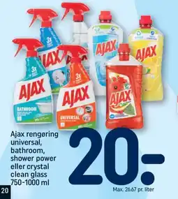 REMA 1000 AJAX rengøring universal, bathroom, shower power eller crystal clean glass tilbud