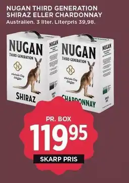 MENY NUGAN THIRD GENERATION SHIRAZ ELLER CHARDONNAY tilbud