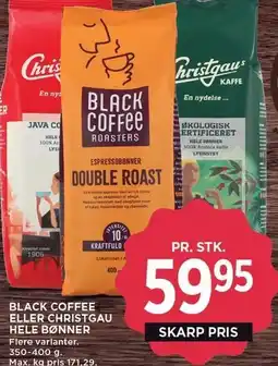 MENY BLACK COFFEE ELLER CHRISTGAU HELE BØNNER tilbud