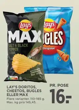 MENY LAY'S DORITOS, CHEETOS, BUGLES ELLER MAX tilbud