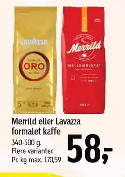 Føtex MERRILD eller Lavazza formalet kaffe tilbud