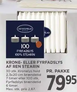 MENY KRONE- ELLER FYRFADSLYS AF REN STEARIN tilbud