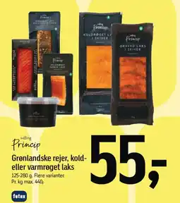Føtex SALLNG PRINCIP Grønlandske rejer, kold- eller varmrøget laks tilbud