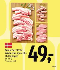 Føtex Koteletter, flæsk i skiver eller spareribs af dansk gris tilbud