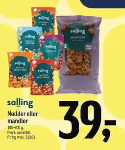 Føtex SALLING Nødder eller mandler tilbud