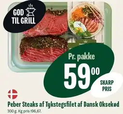 Min Købmand Peber Steaks af Tykstegsfilet af Dansk Oksekød tilbud