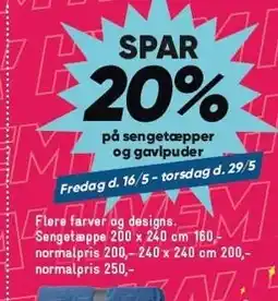 Bilka SPAR 20% på sengetæpper og gavlpuder tilbud