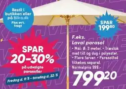Bilka SPAR 20-30% på udvalgte parasoller tilbud
