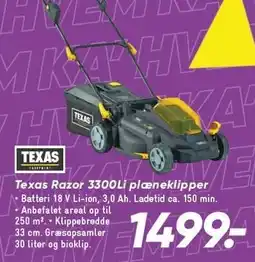 Bilka Texas Razor 3300Li plæneklipper tilbud