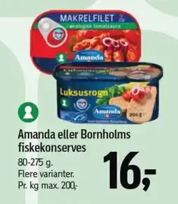 Føtex AMANDA eller Bornholms fiskekonserves tilbud